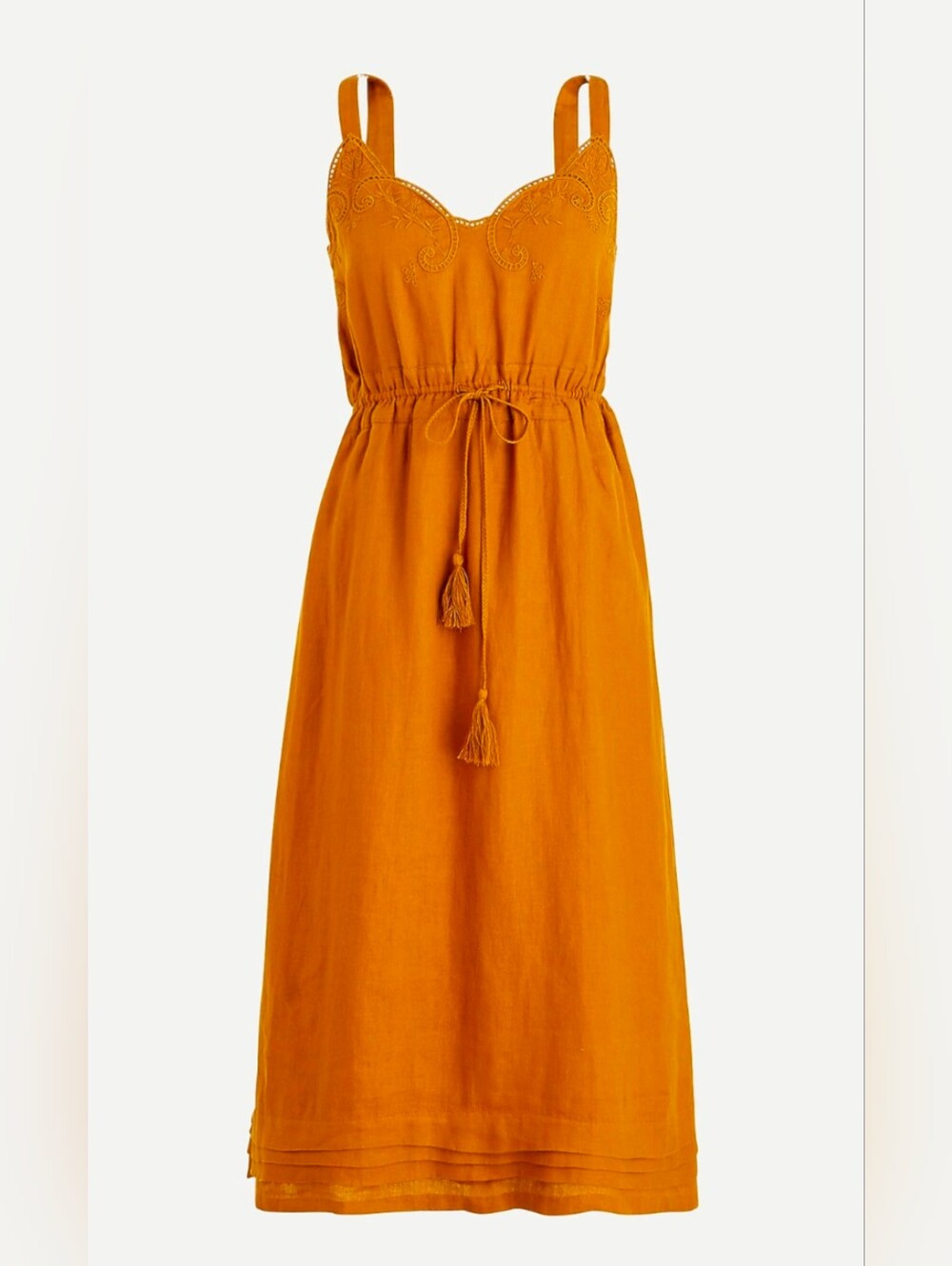 J. Crew Linen Dress with Embroidery and Pockets
